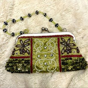 Vintage Wristlet Bag Bead and Sequin